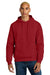 District DT6600 Mens V.I.T. Heavyweight Fleece Hooded Sweatshirt Hoodie w/ Pouch Pocket Classic Red Model Front