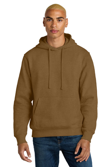 District DT6600 Mens V.I.T. Heavyweight Fleece Hooded Sweatshirt Hoodie w/ Pouch Pocket Duck Brown Model Front
