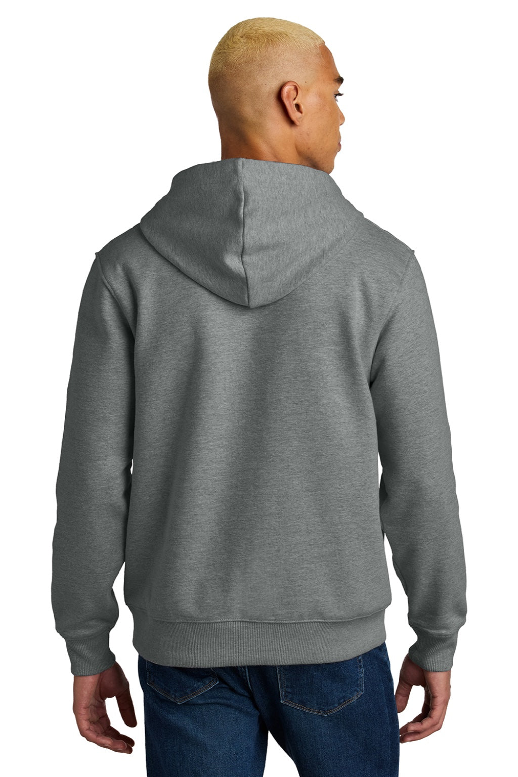 District DT6600 Mens V.I.T. Heavyweight Fleece Hooded Sweatshirt Hoodie w/ Pouch Pocket Grey Frost Model Back