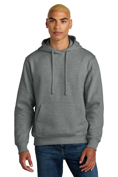 District DT6600 Mens V.I.T. Heavyweight Fleece Hooded Sweatshirt Hoodie w/ Pouch Pocket Grey Frost Model Front