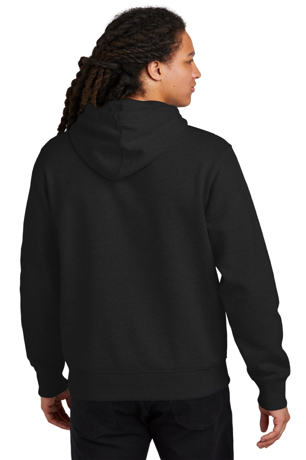 District DT6600 Mens V.I.T. Heavyweight Fleece Hooded Sweatshirt Hoodie w/ Pouch Pocket Black Model Back