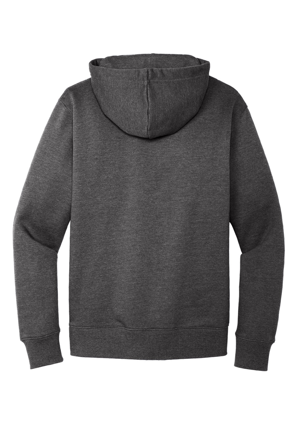 District DT6600 Mens V.I.T. Heavyweight Fleece Hooded Sweatshirt Hoodie w/ Pouch Pocket Heather Charcoal Grey Flat Back