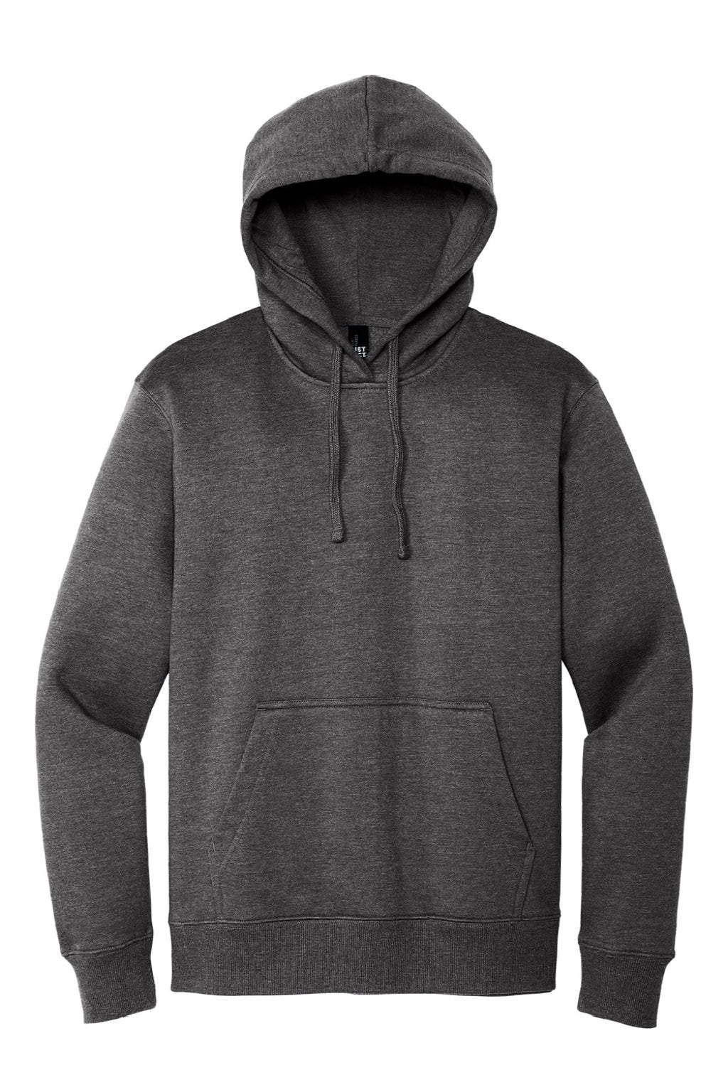 District DT6600 Mens V.I.T. Heavyweight Fleece Hooded Sweatshirt Hoodie w/ Pouch Pocket Heather Charcoal Grey Flat Front