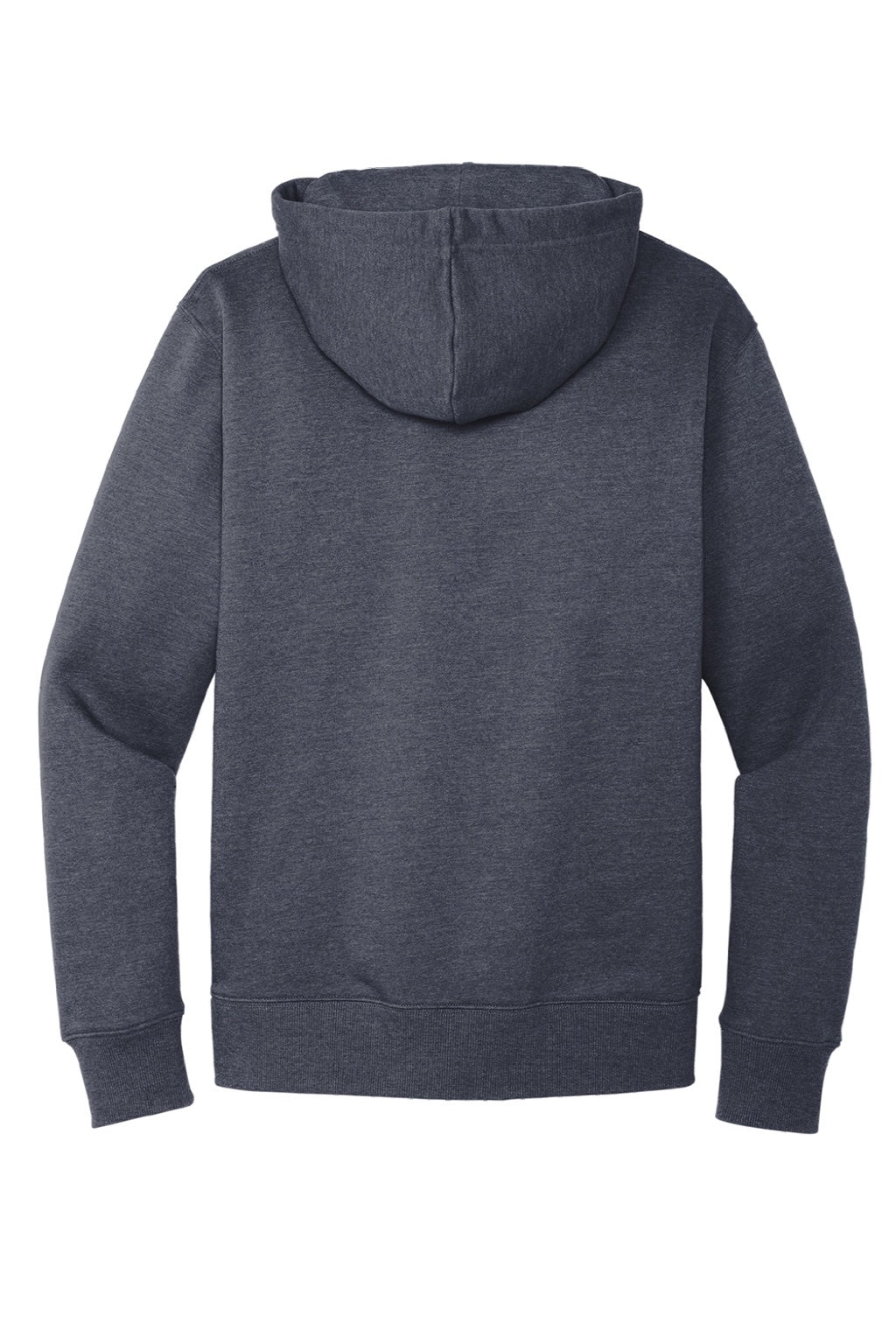 District DT6600 Mens V.I.T. Heavyweight Fleece Hooded Sweatshirt Hoodie w/ Pouch Pocket Heather Navy Blue Flat Back