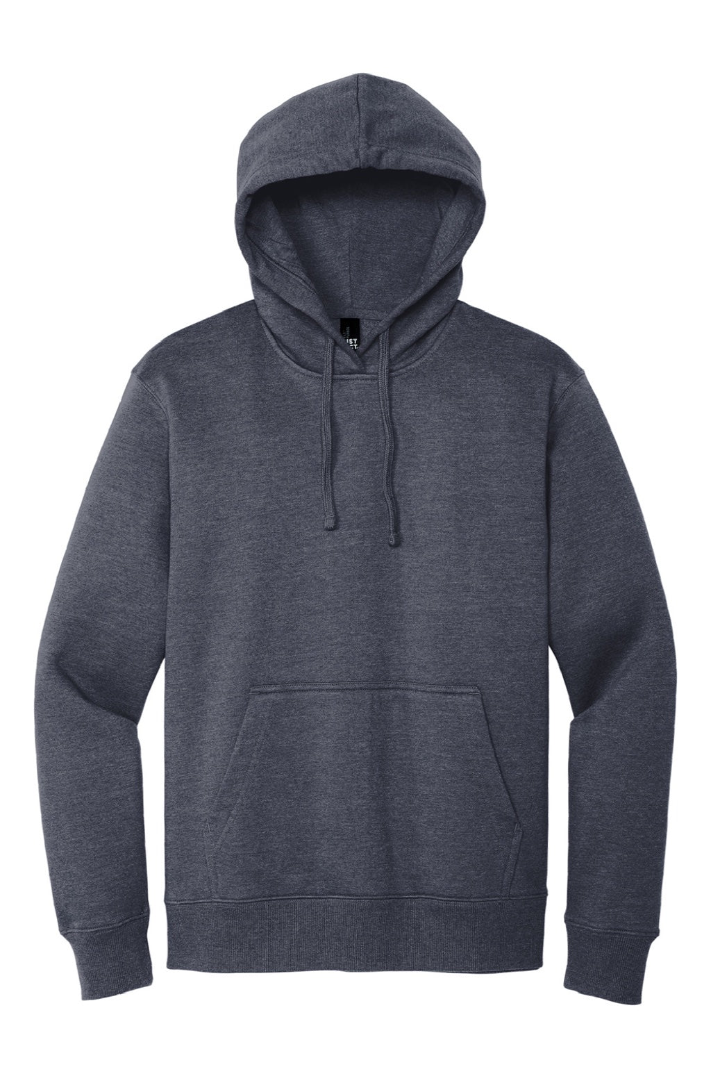 District DT6600 Mens V.I.T. Heavyweight Fleece Hooded Sweatshirt Hoodie w/ Pouch Pocket Heather Navy Blue Flat Front