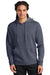 District DT6600 Mens V.I.T. Heavyweight Fleece Hooded Sweatshirt Hoodie w/ Pouch Pocket Heather Navy Blue Model Front