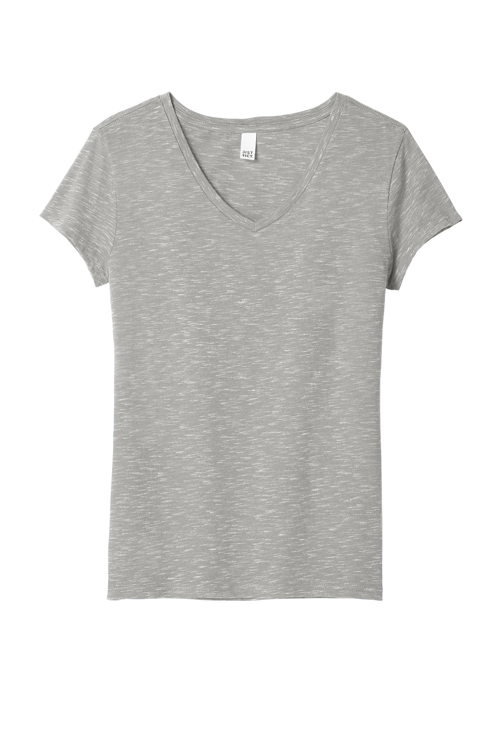 District DT664 Womens Medal Short Sleeve V-Neck T-Shirt Light Grey Flat Front