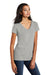 District DT664 Womens Medal Short Sleeve V-Neck T-Shirt Light Grey Model 3q