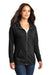 District DT665 Womens Medal Full Zip Hooded Sweatshirt Hoodie w/ Pockets Black Model 3q