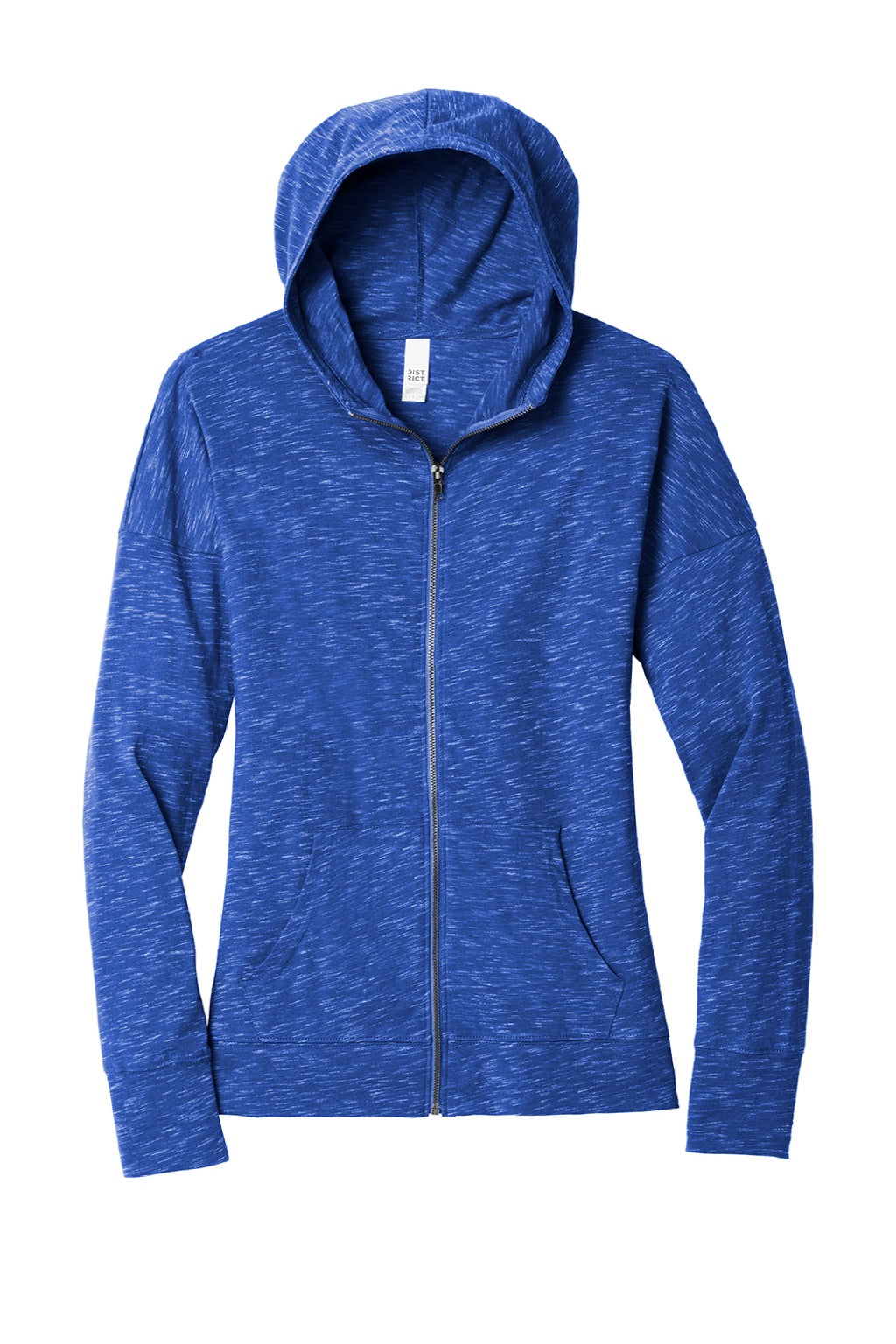 District DT665 Womens Medal Full Zip Hooded Sweatshirt Hoodie w/ Pockets Deep Royal Blue Flat Front