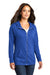 District DT665 Womens Medal Full Zip Hooded Sweatshirt Hoodie w/ Pockets Deep Royal Blue Model 3q