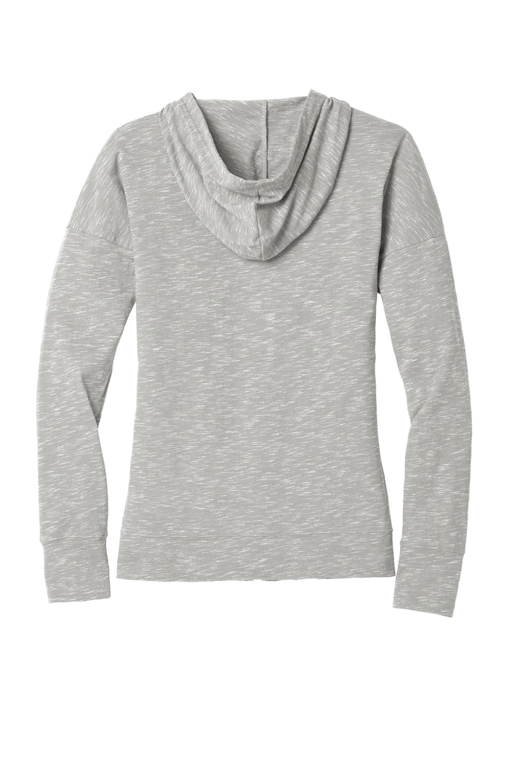 District DT665 Womens Medal Full Zip Hooded Sweatshirt Hoodie w/ Pockets Light Grey Flat Back