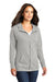 District DT665 Womens Medal Full Zip Hooded Sweatshirt Hoodie w/ Pockets Light Grey Model 3q