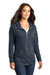 District DT665 Womens Medal Full Zip Hooded Sweatshirt Hoodie w/ Pockets New Navy Blue Model 3q