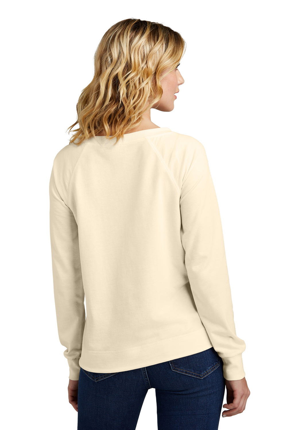 District DT672 Womens French Terry Crewneck Sweatshirt Gardenia Model Back