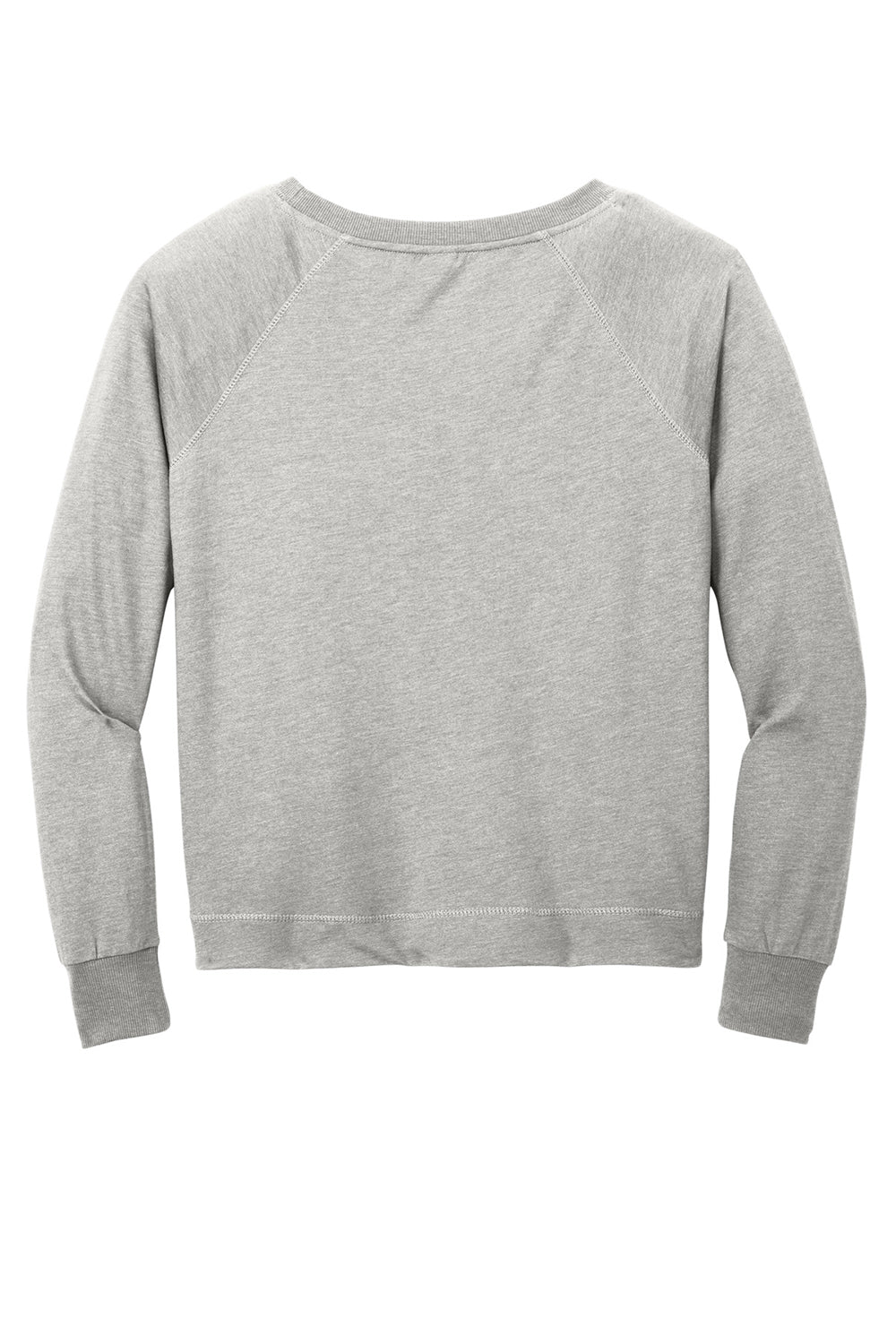 District DT672 Womens French Terry Crewneck Sweatshirt Heather Light Grey Flat Back