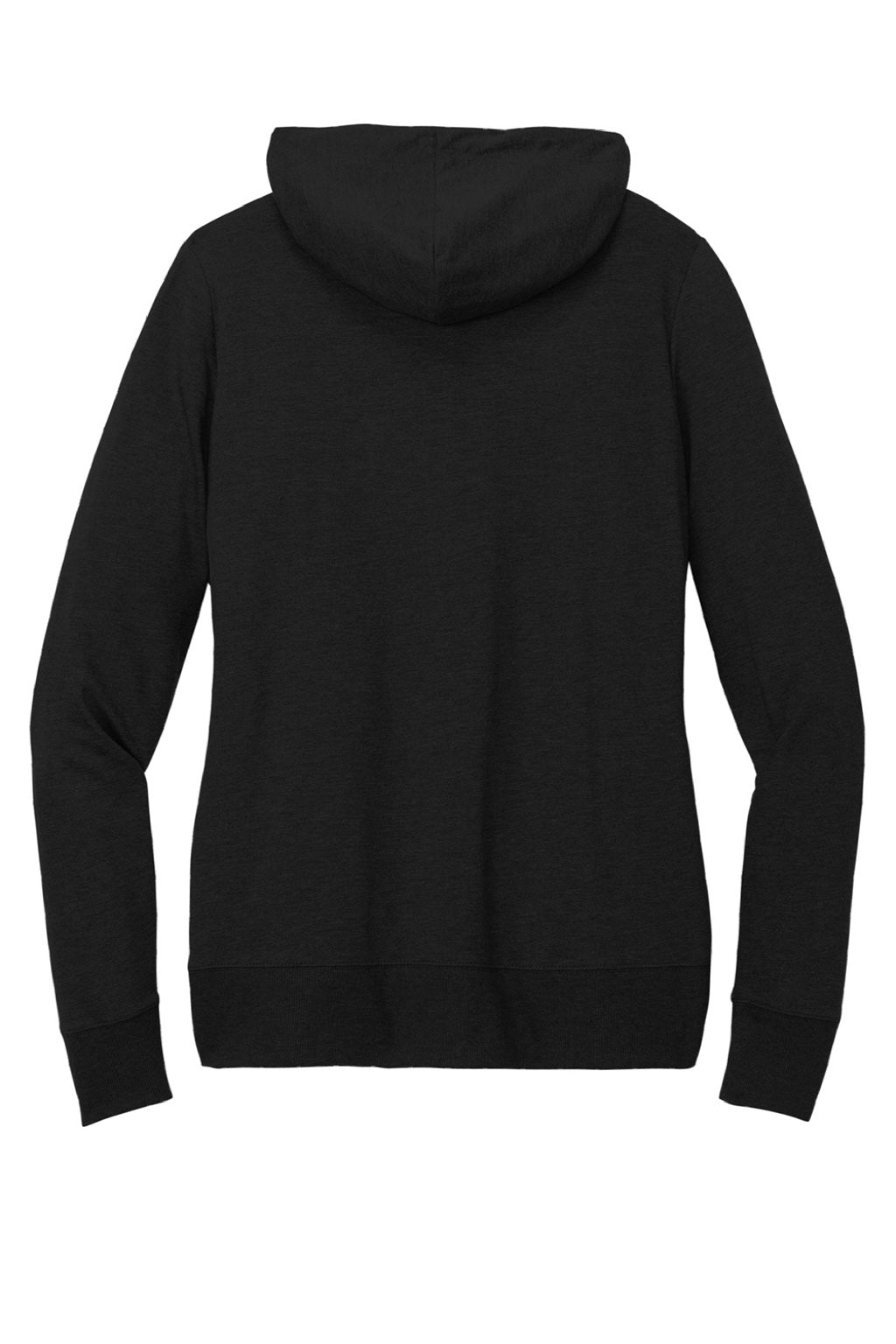 District DT673 Womens French Terry Full Zip Hooded Sweatshirt Hoodie w/ Pockets Black Flat Back