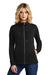 District DT673 Womens French Terry Full Zip Hooded Sweatshirt Hoodie w/ Pockets Black Model Front
