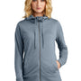 District Womens French Terry Full Zip Hooded Sweatshirt Hoodie w/ Pockets - Heather Flint Blue