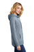 District DT673 Womens French Terry Full Zip Hooded Sweatshirt Hoodie w/ Pockets Heather Flint Blue Model Side