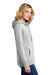 District DT673 Womens French Terry Full Zip Hooded Sweatshirt Hoodie w/ Pockets Heather Light Grey Model Side