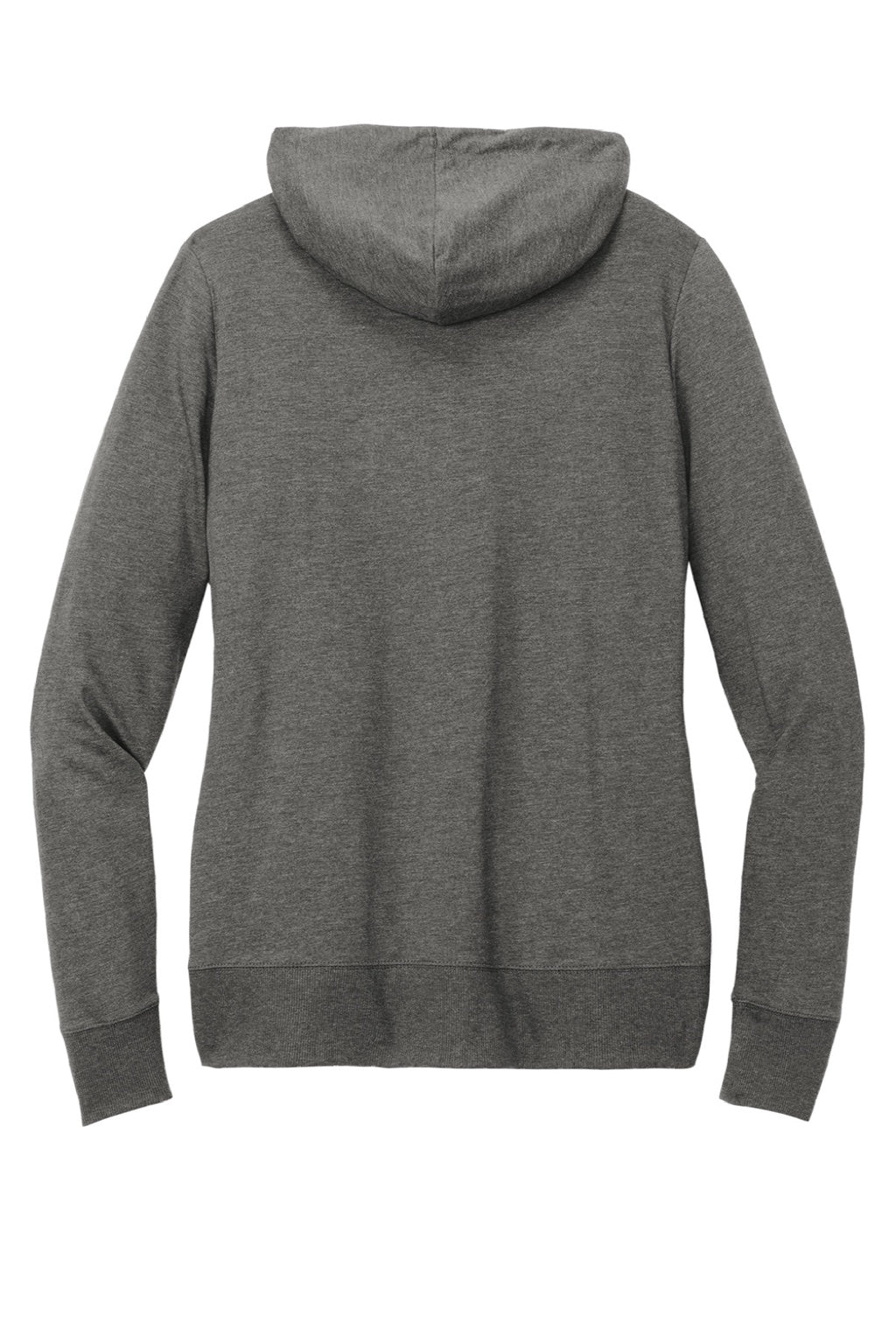 District DT673 Womens French Terry Full Zip Hooded Sweatshirt Hoodie w/ Pockets Washed Coal Grey Flat Back