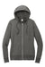 District DT673 Womens French Terry Full Zip Hooded Sweatshirt Hoodie w/ Pockets Washed Coal Grey Flat Front