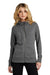 District DT673 Womens French Terry Full Zip Hooded Sweatshirt Hoodie w/ Pockets Washed Coal Grey Model Front