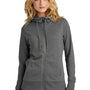 District Womens French Terry Full Zip Hooded Sweatshirt Hoodie w/ Pockets - Washed Coal Grey