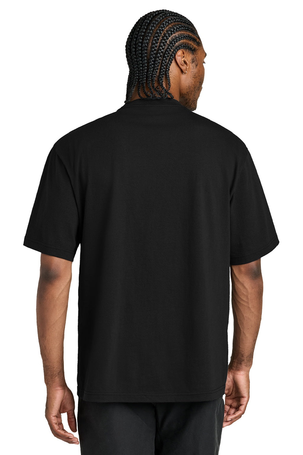District DT7075 Mens Gritty Short Sleeve Crewneck T-Shirt Black Model Back
