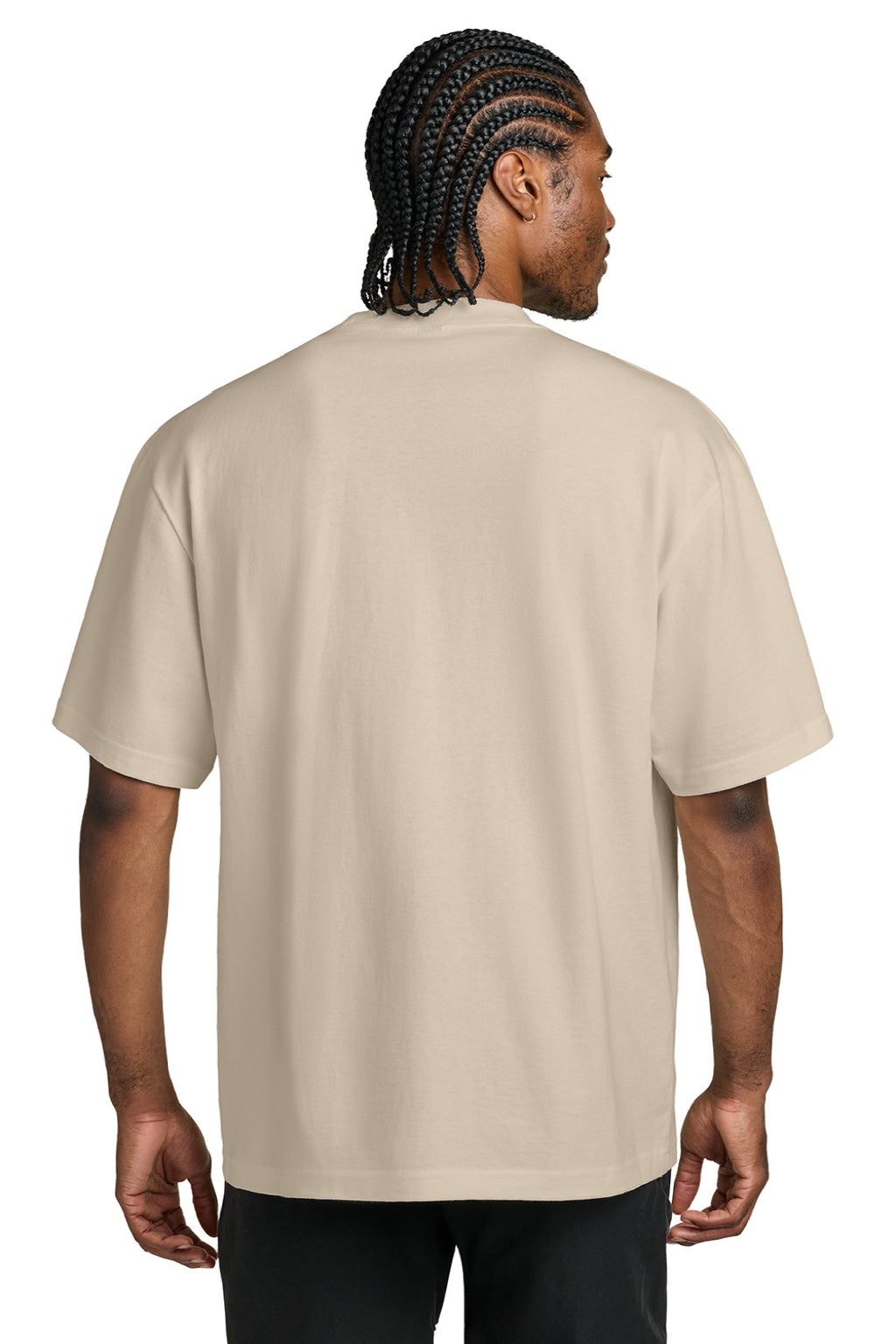 District DT7075 Mens Gritty Short Sleeve Crewneck T-Shirt Chai Model Back