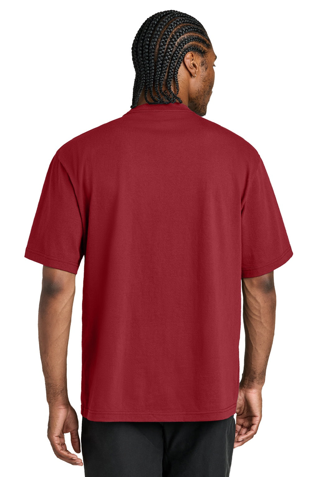 District DT7075 Mens Gritty Short Sleeve Crewneck T-Shirt Cherrywood Red Model Back