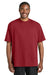 District DT7075 Mens Gritty Short Sleeve Crewneck T-Shirt Cherrywood Red Model Front