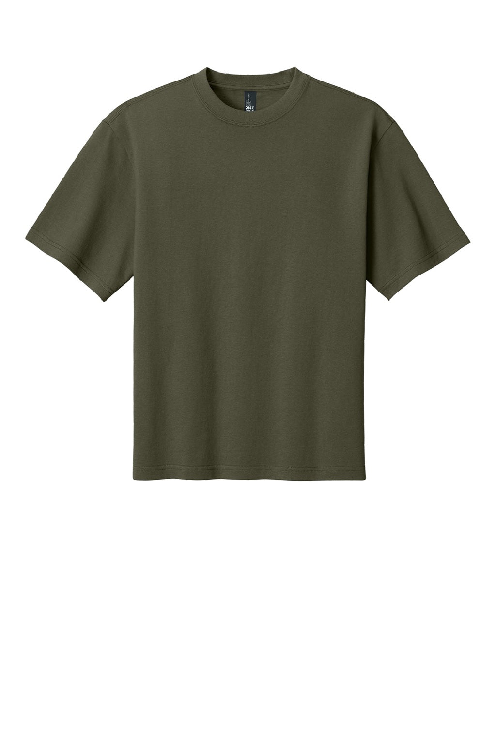 District DT7075 Mens Gritty Short Sleeve Crewneck T-Shirt Dark Olive Green Flat Front