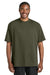 District DT7075 Mens Gritty Short Sleeve Crewneck T-Shirt Dark Olive Green Model Front