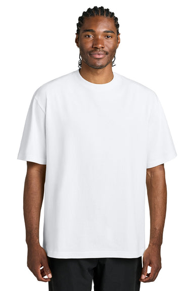 District DT7075 Mens Gritty Short Sleeve Crewneck T-Shirt White Model Front