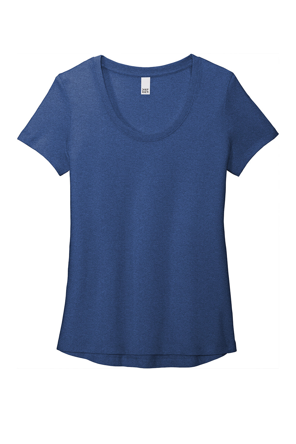 District DT7501 Womens Flex Short Sleeve Scoop Neck T-Shirt Heather Deep Royal Blue Flat Front