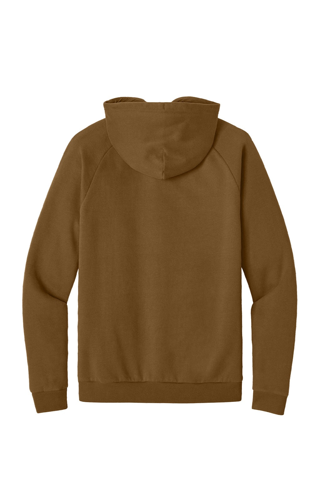 District DT7800 Mens Cloud Fleece Hooded Sweatshirt Hoodie w/ Pouch Pocket Duck Brown Flat Back