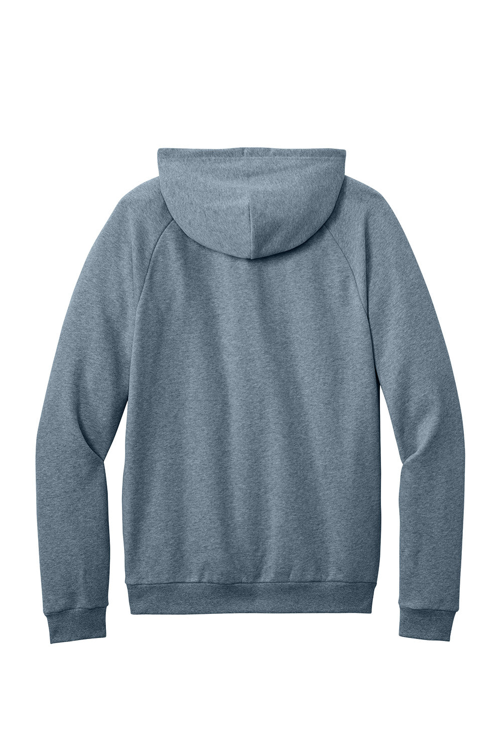 District DT7800 Mens Cloud Fleece Hooded Sweatshirt Hoodie w/ Pouch Pocket Heather Flint Blue Flat Back