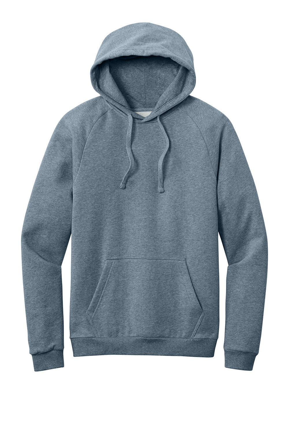 District DT7800 Mens Cloud Fleece Hooded Sweatshirt Hoodie w/ Pouch Pocket Heather Flint Blue Flat Front