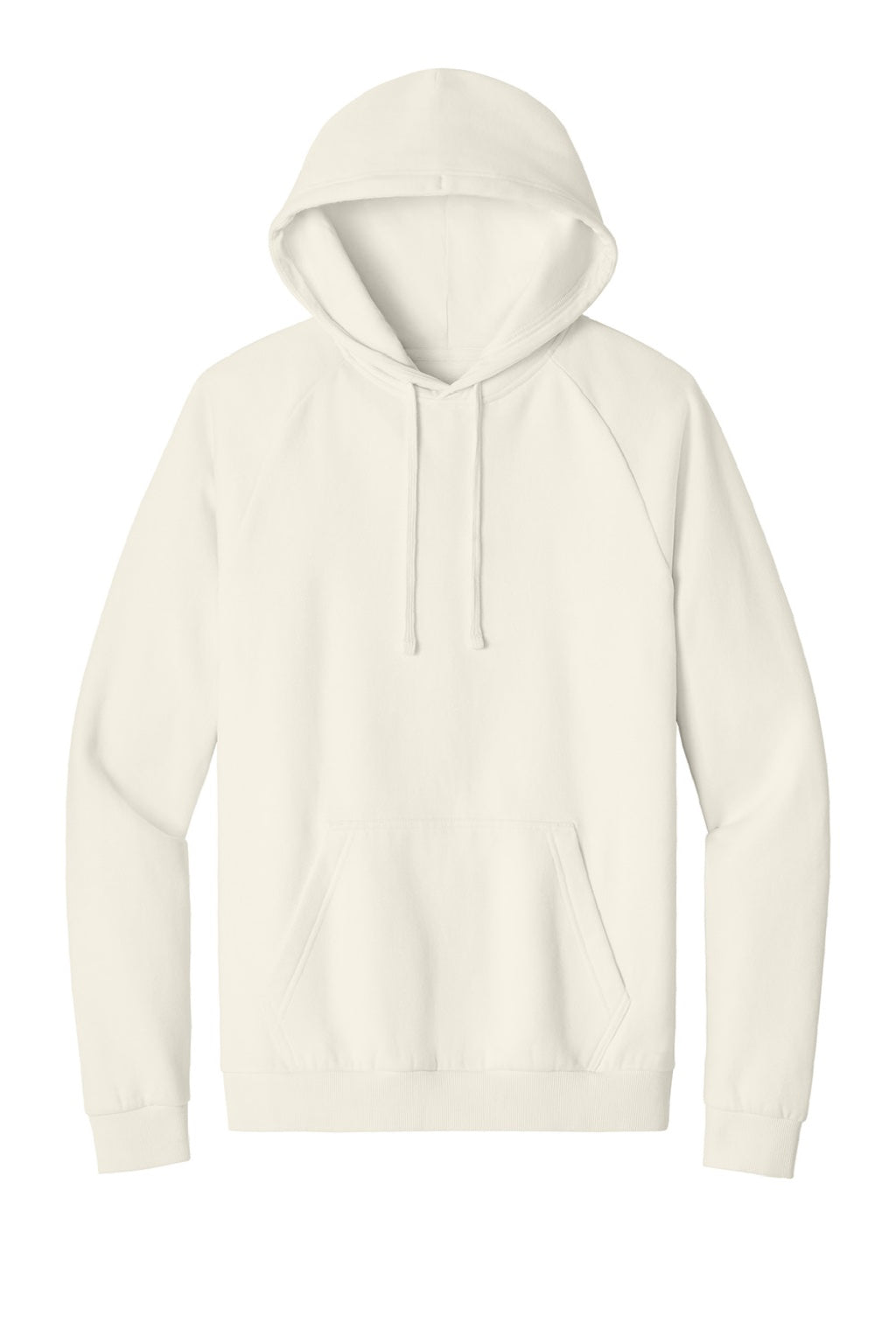 District DT7800 Mens Cloud Fleece Hooded Sweatshirt Hoodie w/ Pouch Pocket Gardenia Flat Front