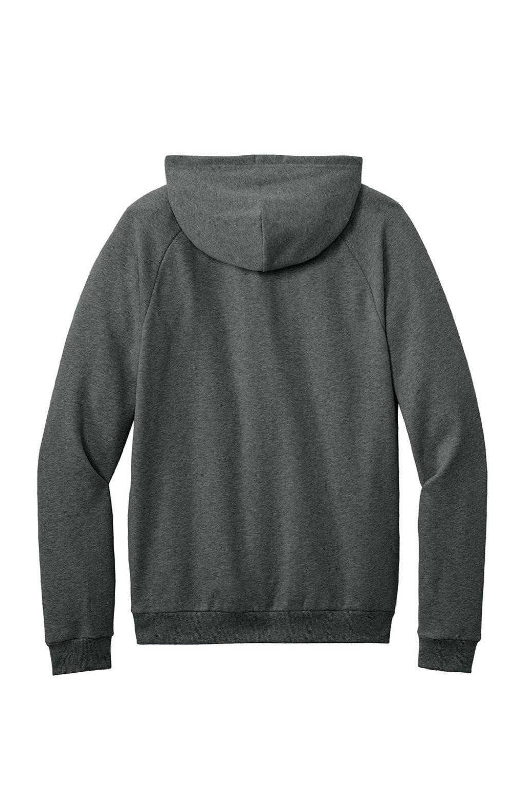 District DT7800 Mens Cloud Fleece Hooded Sweatshirt Hoodie w/ Pouch Pocket Heather Charcoal Grey Flat Back