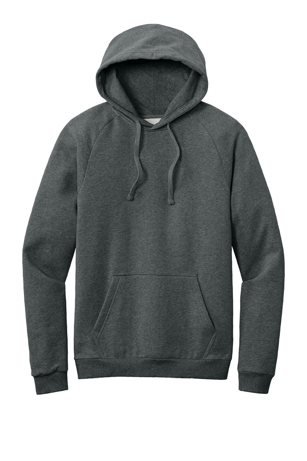 District DT7800 Mens Cloud Fleece Hooded Sweatshirt Hoodie w/ Pouch Pocket Heather Charcoal Grey Flat Front