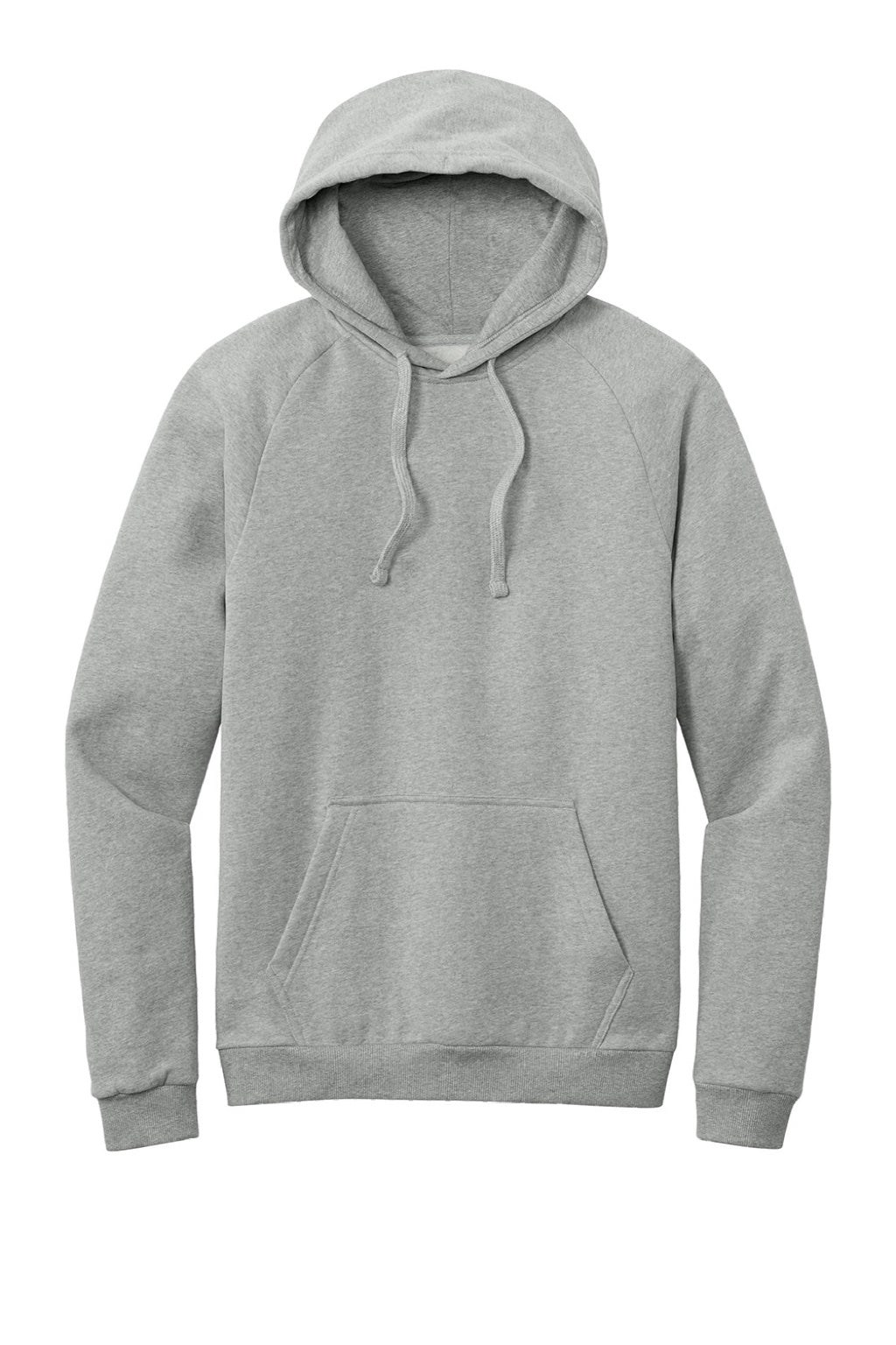 District DT7800 Mens Cloud Fleece Hooded Sweatshirt Hoodie w/ Pouch Pocket Heather Steel Grey Flat Front