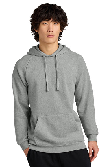 District DT7800 Mens Cloud Fleece Hooded Sweatshirt Hoodie w/ Pouch Pocket Heather Steel Grey Model Front