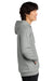 District DT7800 Mens Cloud Fleece Hooded Sweatshirt Hoodie w/ Pouch Pocket Heather Steel Grey Model Side