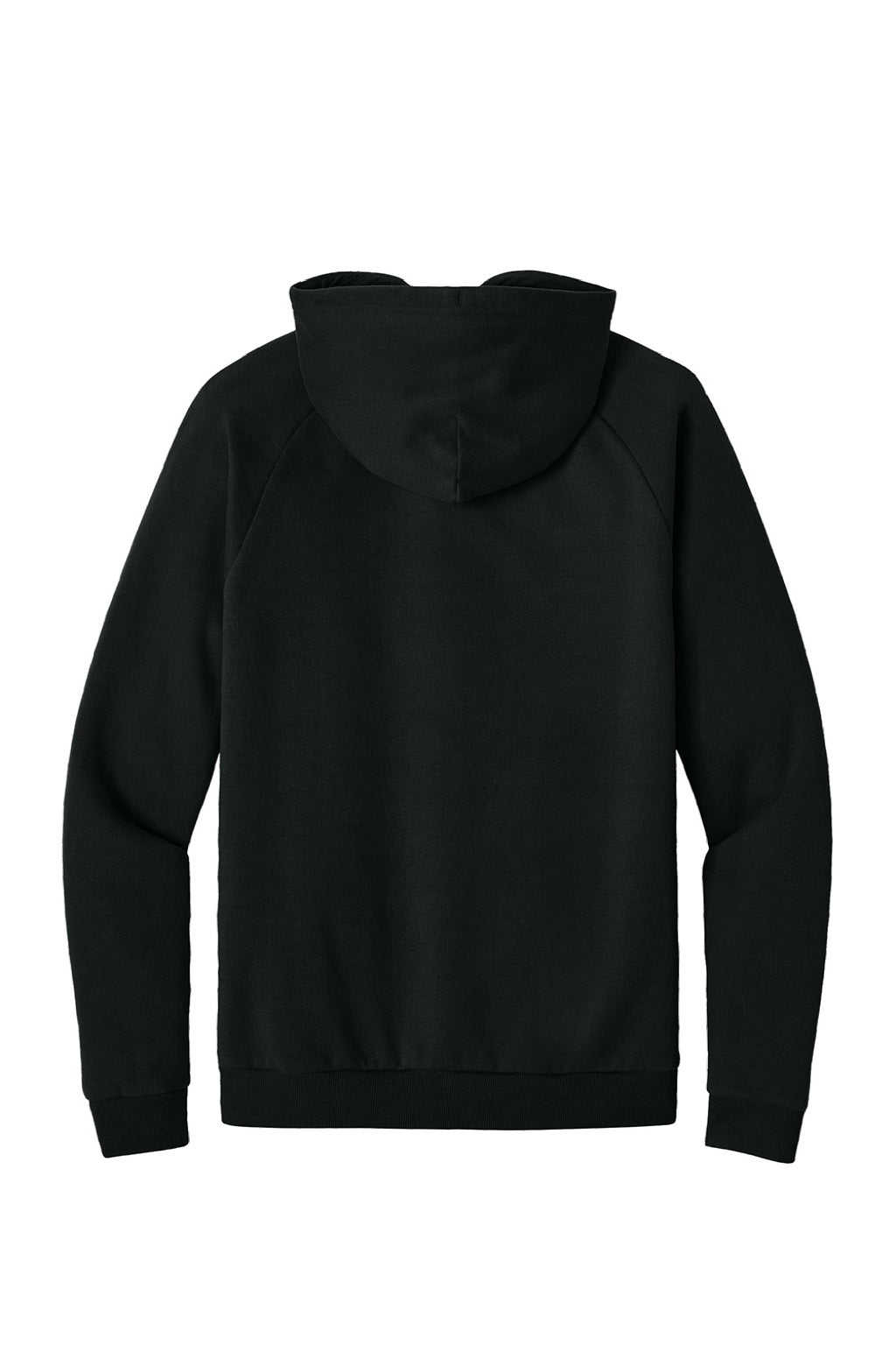 District DT7800 Mens Cloud Fleece Hooded Sweatshirt Hoodie w/ Pouch Pocket Jet Black Flat Back