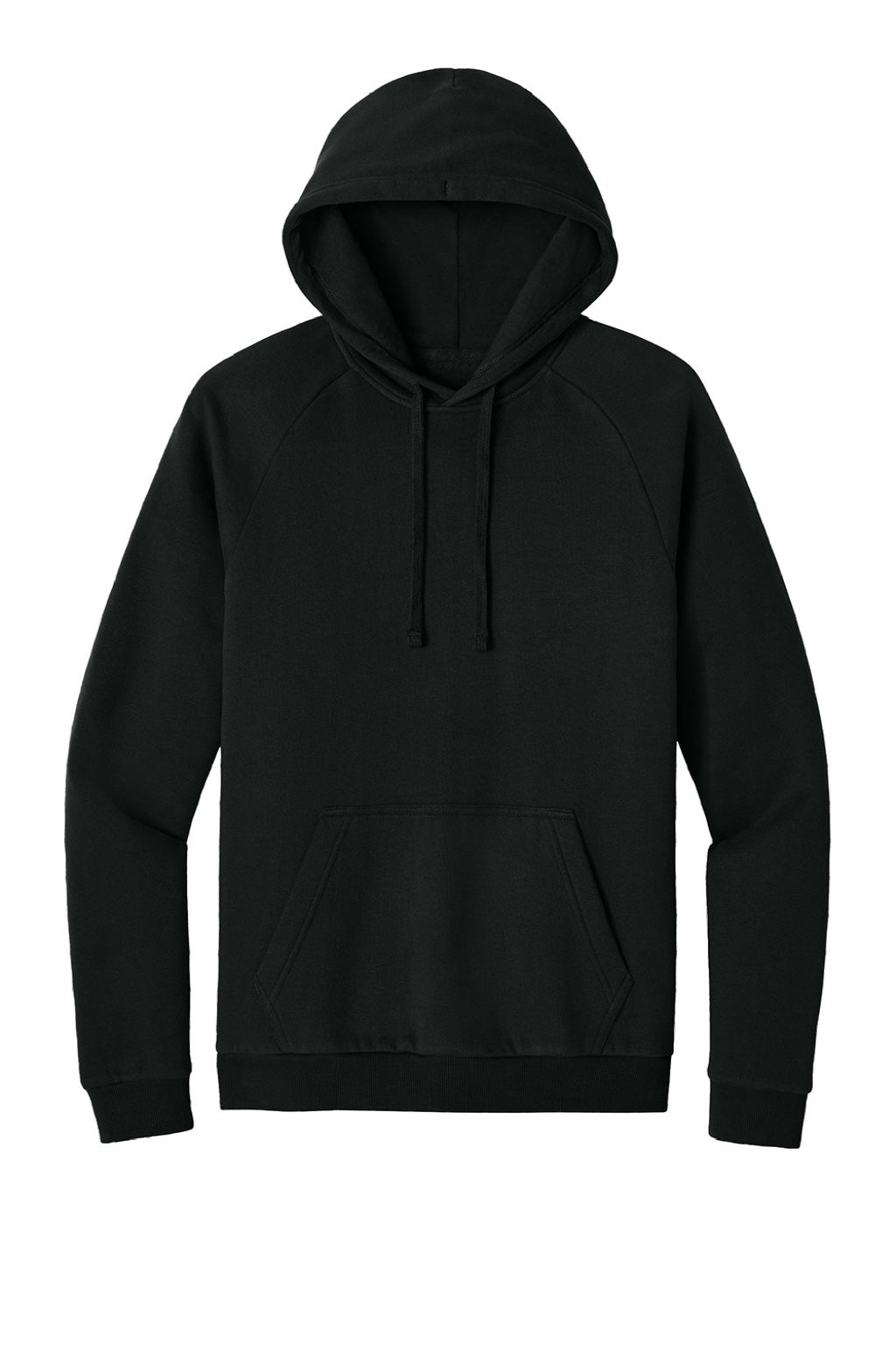 District DT7800 Mens Cloud Fleece Hooded Sweatshirt Hoodie w/ Pouch Pocket Jet Black Flat Front