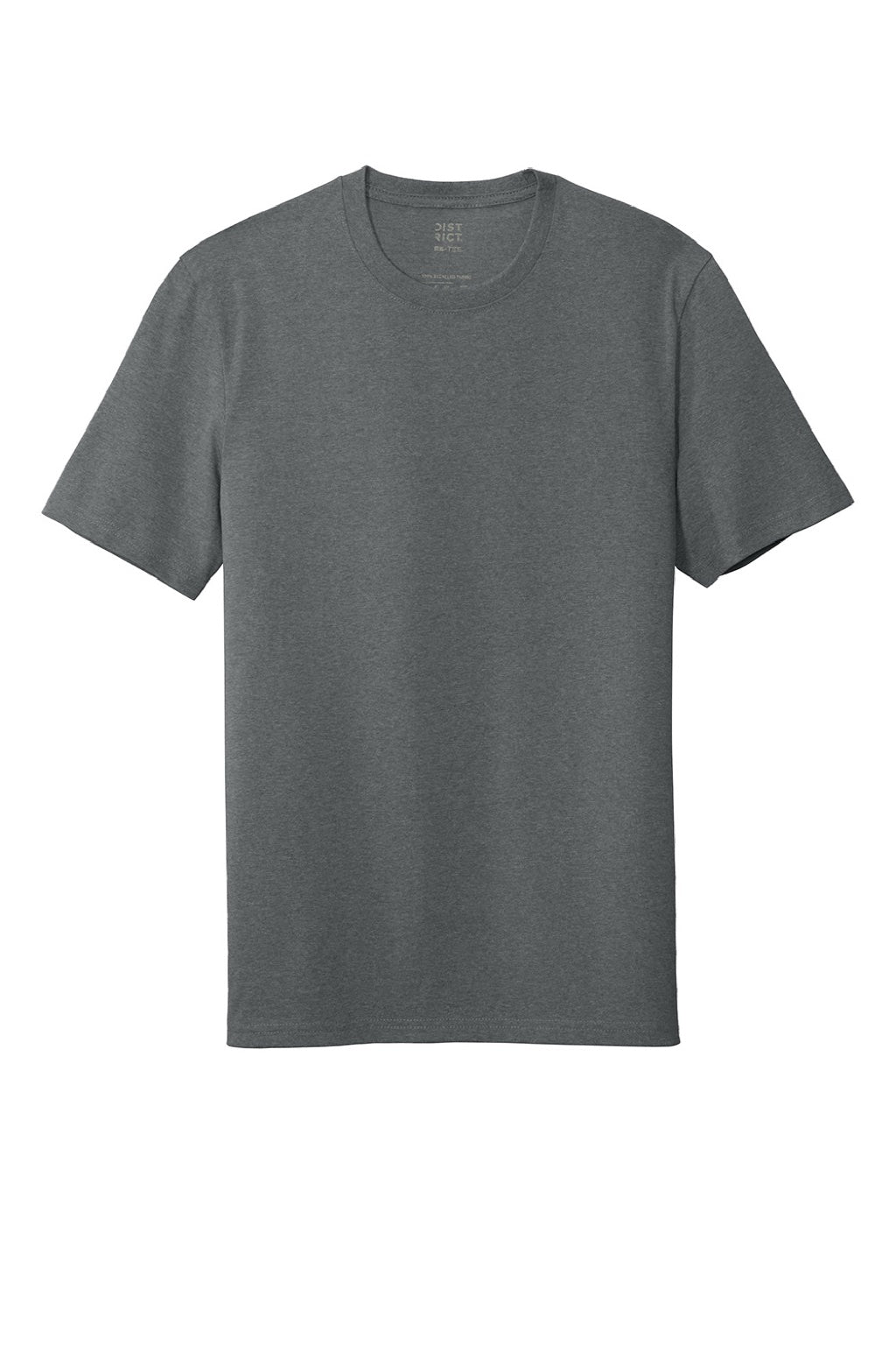 District DT8000 Mens Re-Tee Short Sleeve Crewneck T-Shirt Heather Deep Grey Flat Front