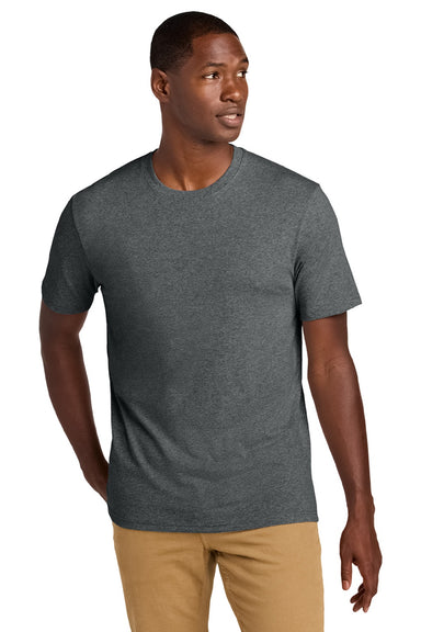 District DT8000 Mens Re-Tee Short Sleeve Crewneck T-Shirt Heather Deep Grey Model Front